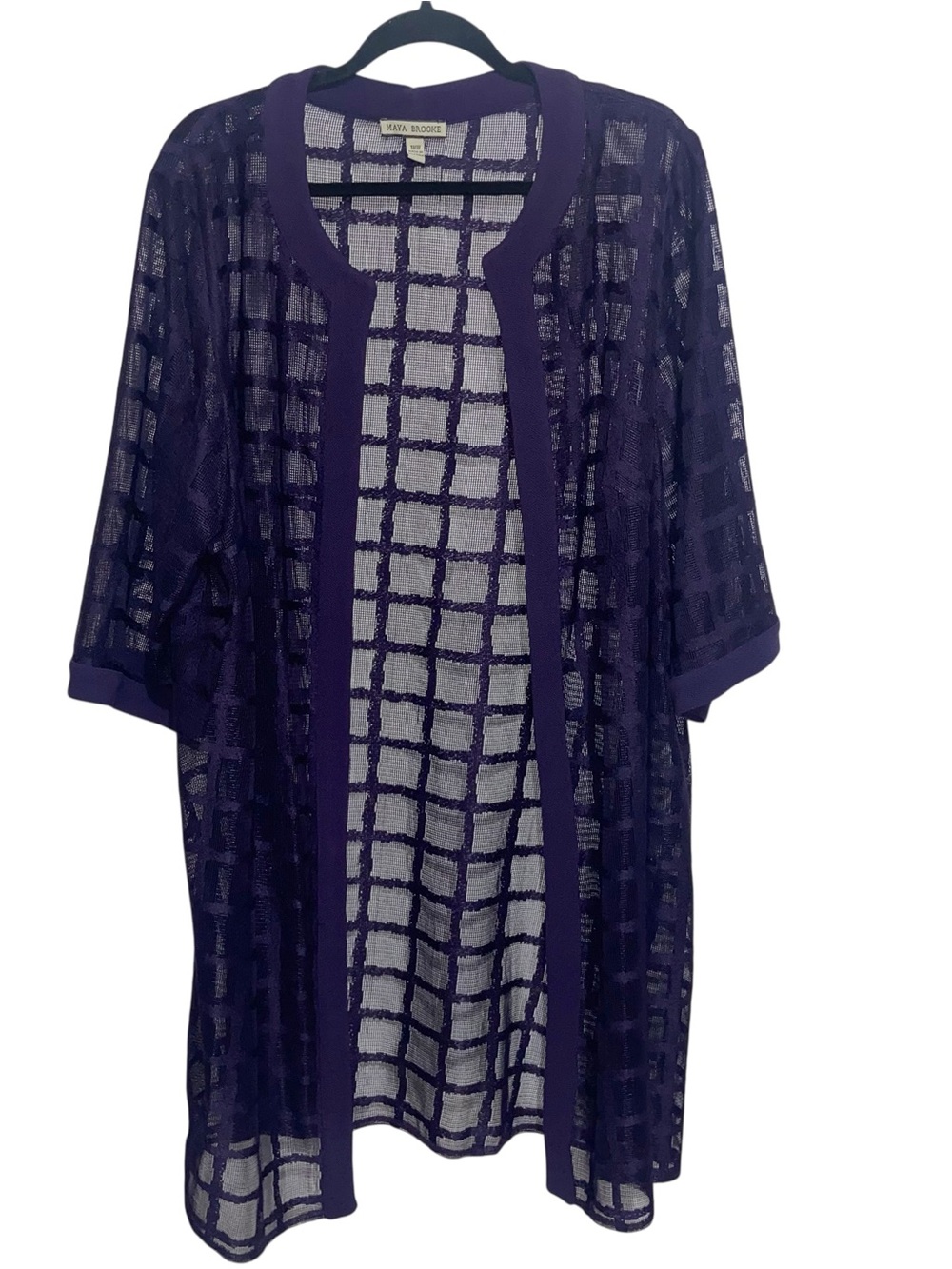 Maya Brooke Top Womens Size 18 W Purple Topper Duster Jacket Lagenlook Sheer